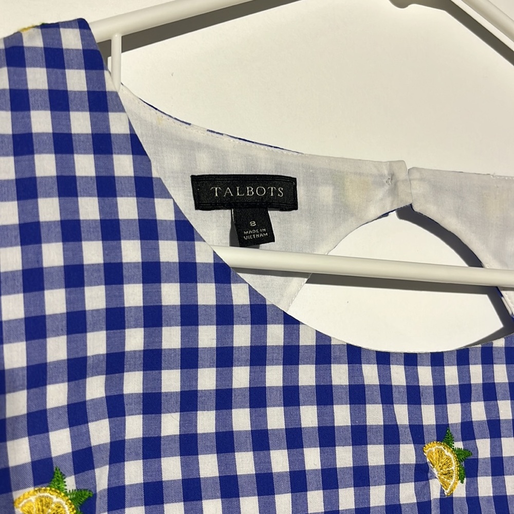 Talbots Lemons & Gingham Shift Dress Size 8 - Picture 5 of 11